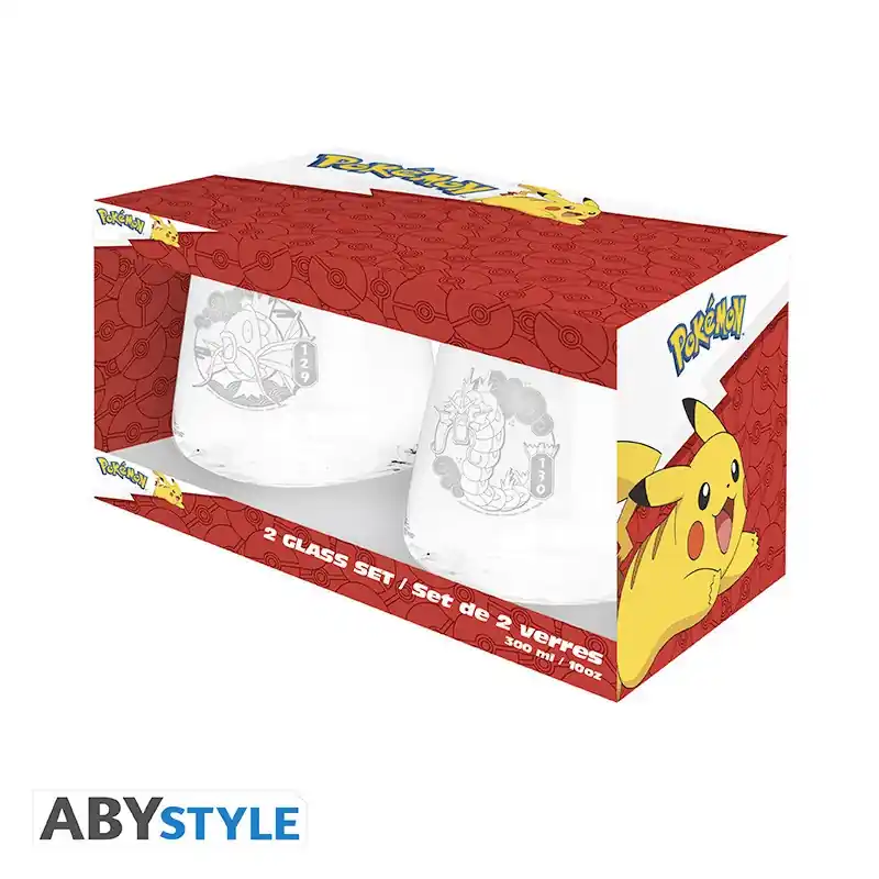 2 Glas Set - Magikarp & Gyarados | Enkel retur