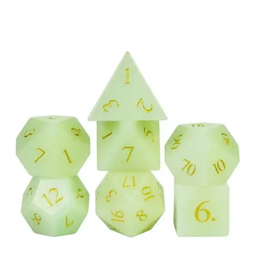 Rabatt | A Role Playing Dice Set - Glowing Gem Stone Dice With leather Hexagon Box
