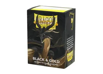 I lager | Dragon Shield Sleeves - Standard size - Matte Dual - Black & Gold (100 Sleeves)