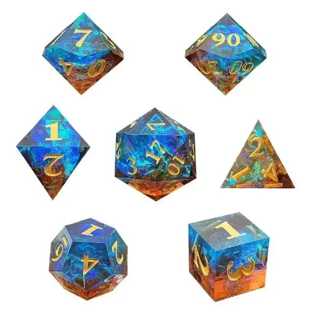 Kundfavorit | Firey Sunset Sharp Edge Sharp-Edge Dice Set (7)
