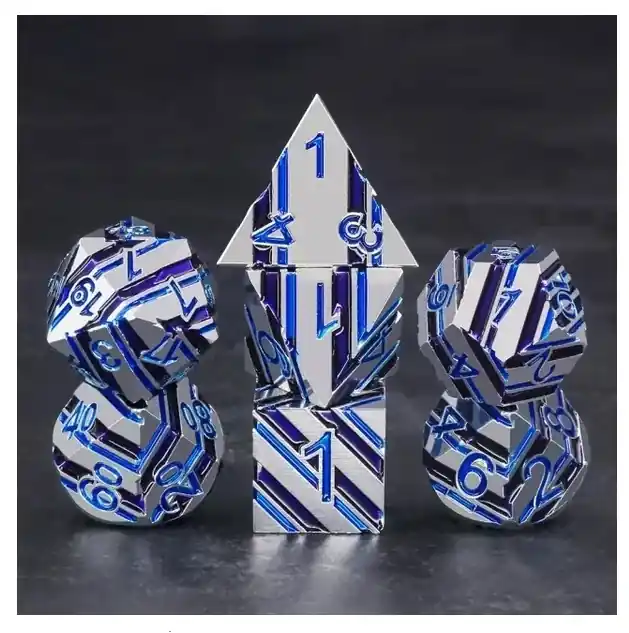 Prisnedsättning | A Role Playing Dice Set Metallic - Blue Flash