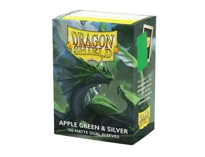 Precis tillagt - Dragon Shield Sleeves - Standard size - Matte Dual - Apple Green & Silver (100 Sleeves)