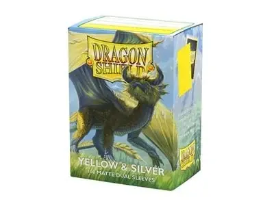 Expressleverans | Dragon Shield Sleeves Standard Size Matte Dual Yellow & Silver (100 Sleeves)