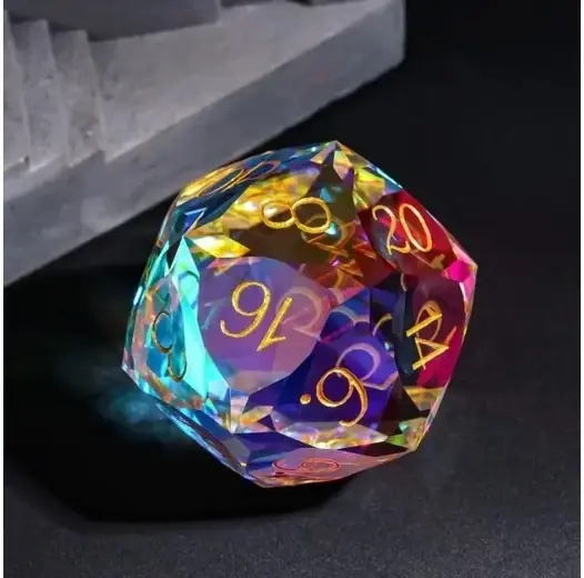 Spara nu - D20 Rainbow Kristall Glass tärning (Brick Veneer) (30mm)