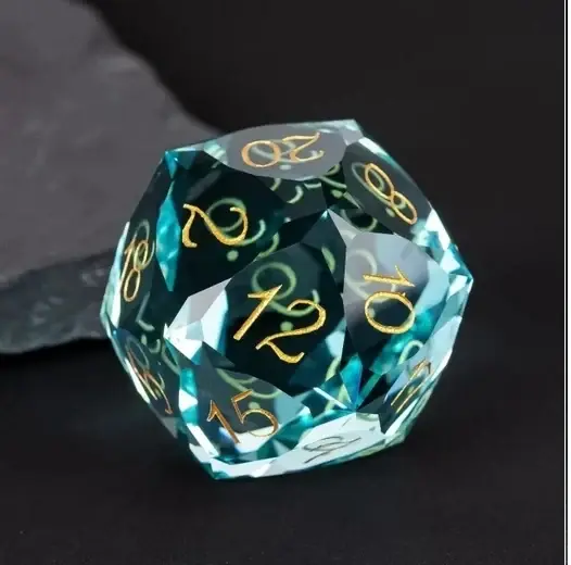D20 Blå Kristal Glass tärning (Brick Veneer) (30mm) - Fynd