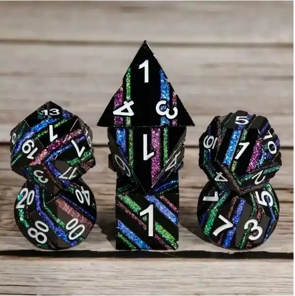 A Role Playing Dice Set Metallic - Dark Rainbow - Rabatt