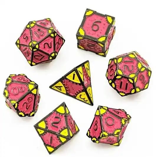 A Role Playing Dice Set Metallic - Steampunk Guld/Rosa - Bästa pris