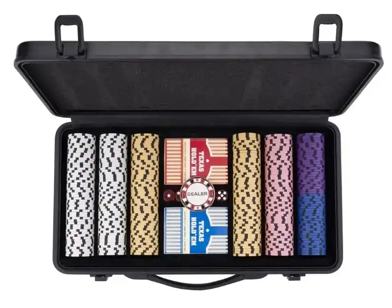 Pokerset i svart metallväska, med 300 marker (14 grams) - Dagens erbjudande