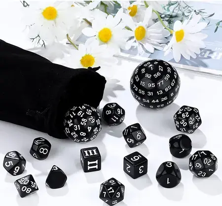 Lågt pris | Complete Dice Set D3-D100 Black