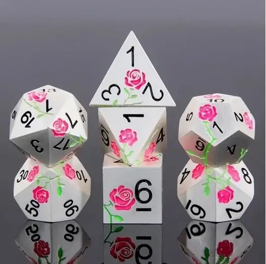 A Role Playing Dice Set Metallic - Pink Rose | Nytt lägre pris