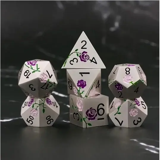 A Role Playing Dice Set Metallic - Purple/Pink Rose - Mycket efterfrågad