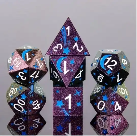 A Role Playing Dice Set Metallic - Blue Comet | Riktigt fynd