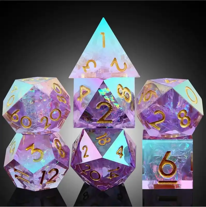A Role Playing Dice Set - Purple Spectral ( Gold Font) | Fyndpris