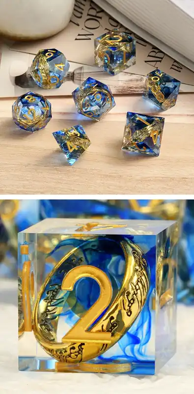 Sharp Edge Dice Set (7) Rings Blue | Spara nu