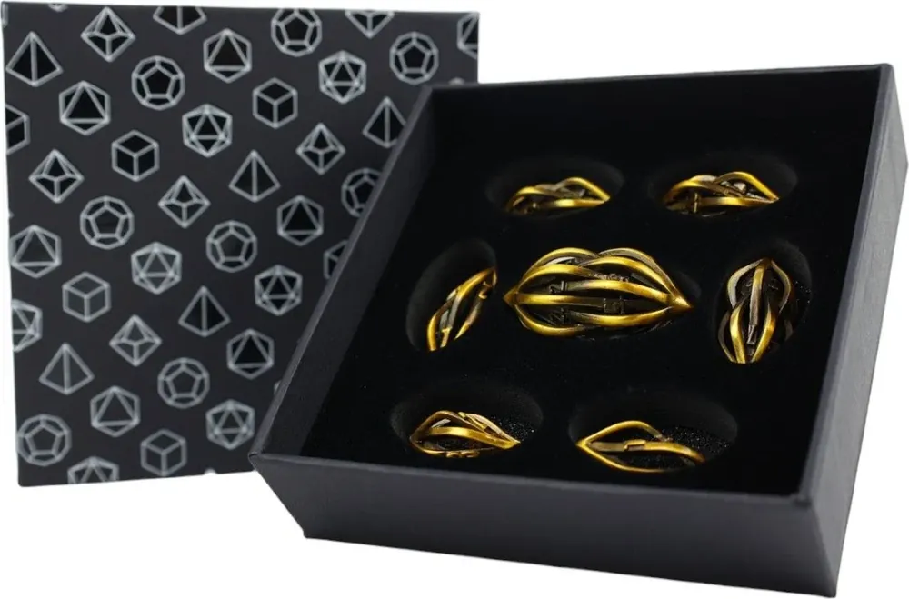 Klar att skickas | LPG Dice RPG Set Hollow Elliptic Ancient Bronze (7)