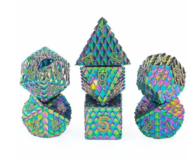 Bästsäljare - A Role Playing Dice Set Metallic - Dragon Scale Rainbow Glitter