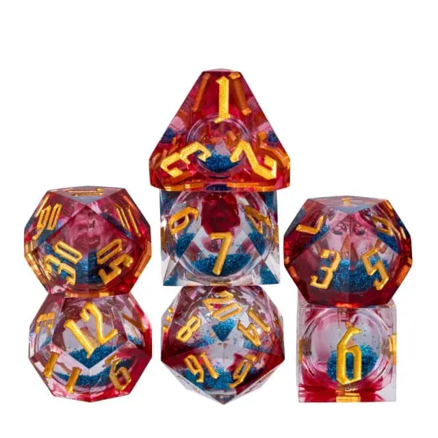 A Role Playing Dice Set - Red With Gold Font (Blue Liquid Core) | Bra pris just nu