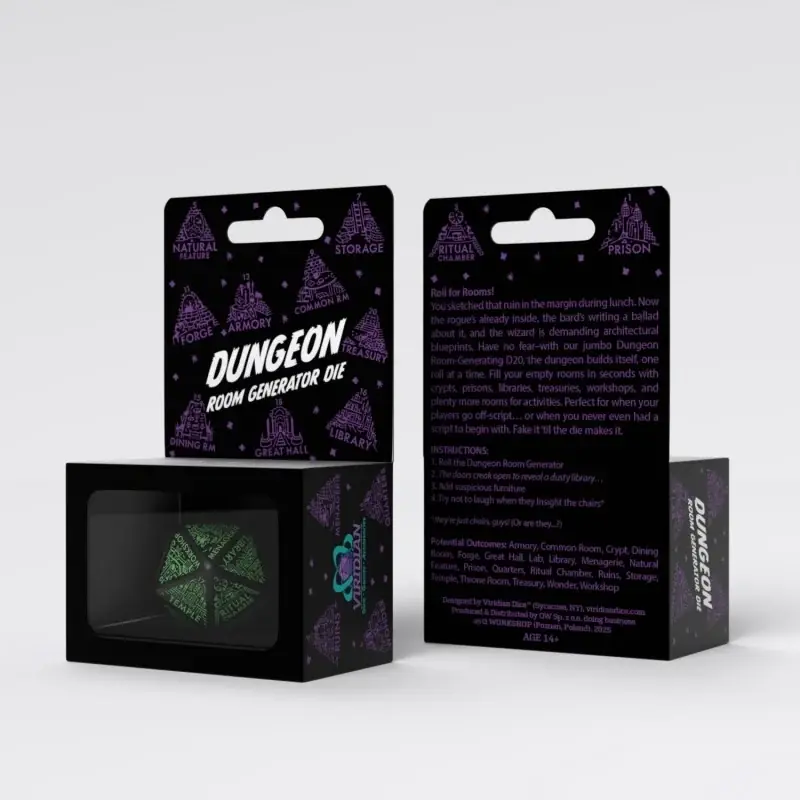 Dungeon Generator Die Black Green | Klar att skickas