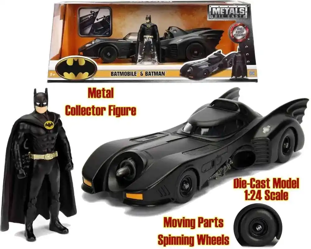 Batman 1989 Batmobil & Batman 1/24 Metallgjuten Modell - Rabatter