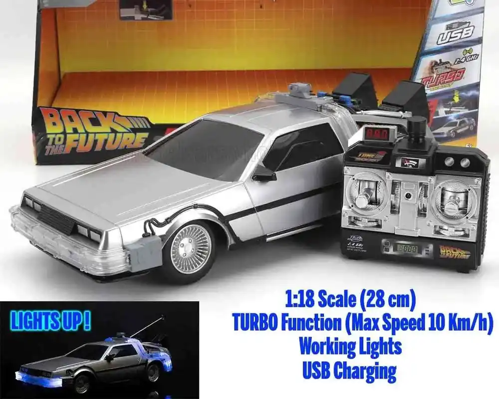 Precis tillagt - Back To The Future Del 1 1982 Tidsmaskin DeLorean Radiostyrd 1/16 Skala Die-cast Modell