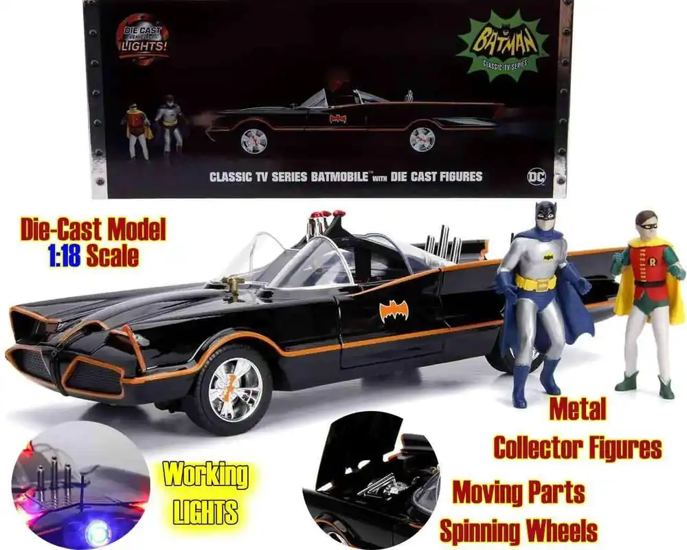 Batman 1966 - Batmobil med Batman & Robin - 1 18 Die-Cast Modell med Ljus - Limited Edition | Mycket populär