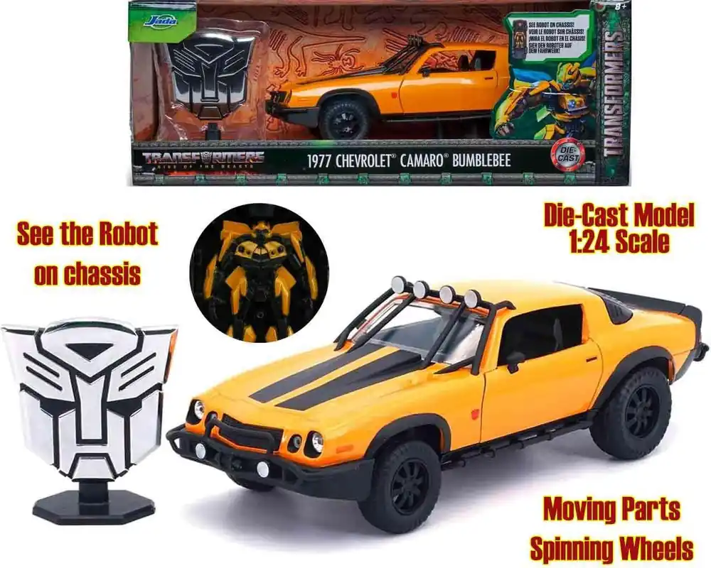 Transformers Rise of the Beasts - 1977 Chevrolet Camaro Bumblebee - 1 24 Die-Cast Modell - Nytt hos oss