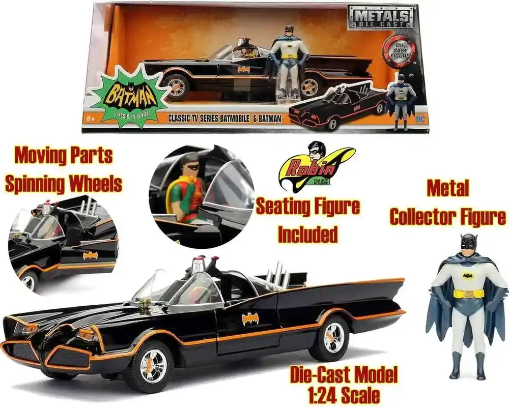 Batman 1966 Batmobile & Batman 1/24 Dcm Metallmodell | Mycket populär