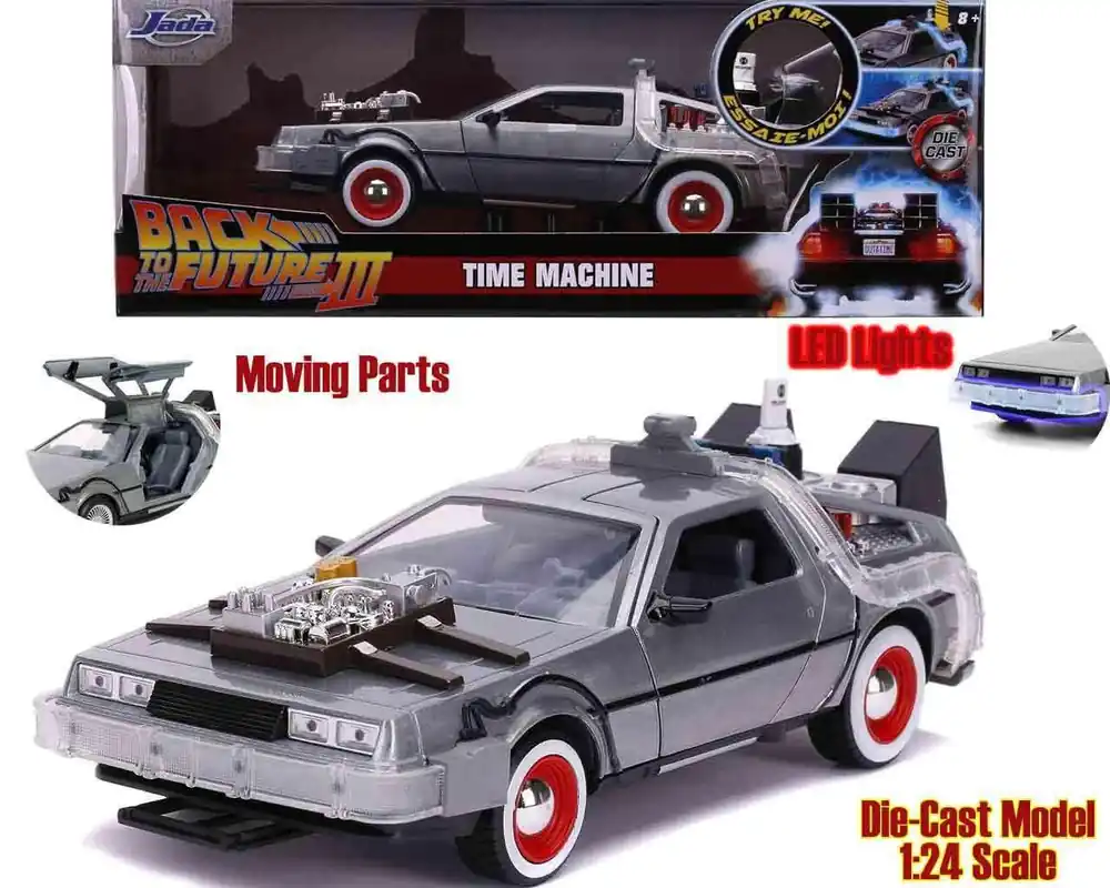 Kundernas favorit - Tillbaka till Framtiden Del 3 - 1982 DeLorean DMC-12 - 1 24 Die-Cast Modell med Ljus