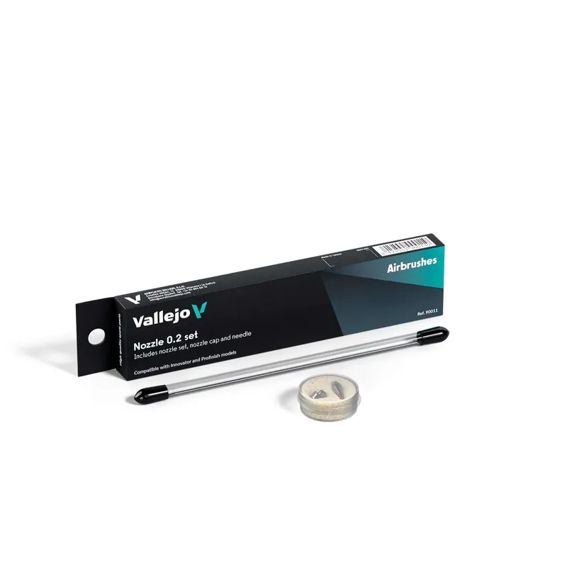 Professionell kvalitet - Airbrush Parts 90011 0.2 komplett nål- + munstycke/nålskyddsset för Innovator & Profinish