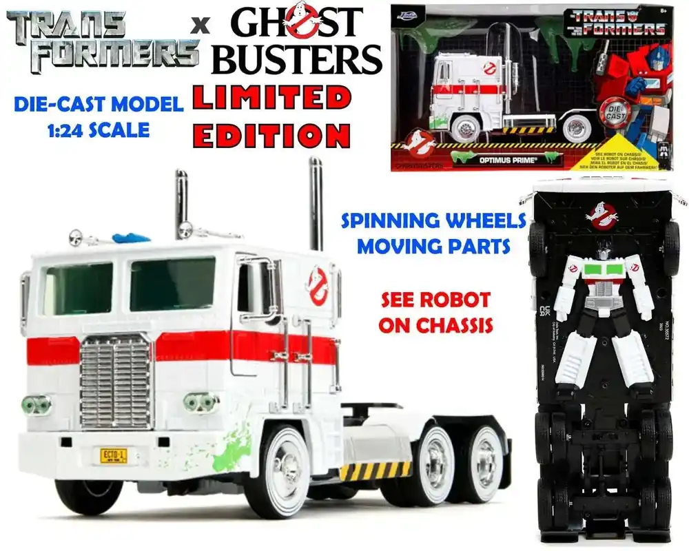 Nytt lägre pris | Transformers G1 Ghostbusters - Optimus Prime X Ecto-1 - 1 24 Die-cast-modell