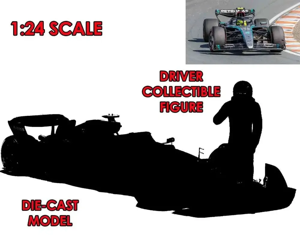 Storsäljare - F1 Mercedes W15 E Performance 2023 med Russell-figur - 1 24 die-cast modell