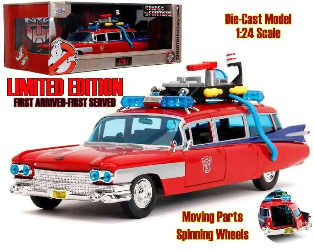 Försäljningssuccé | Ghostbusters - Transformers - Ecto-1 X Optimus Prime - Begränsad upplaga - 1 24 pressgjuten modell