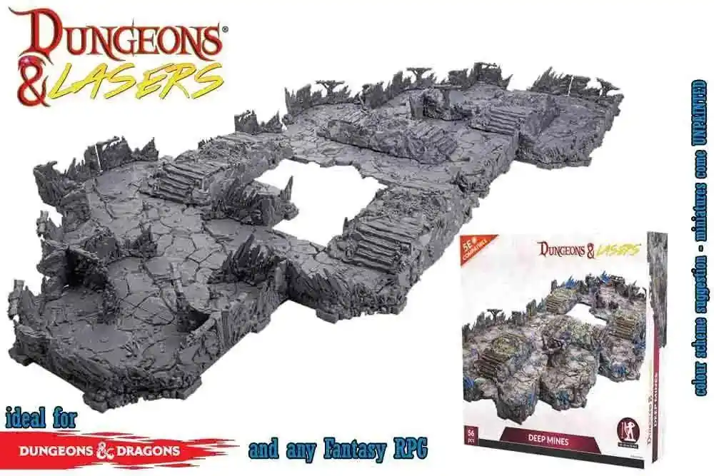 Fabrikspris - Dungeons & Lasers Deep Mines - Omalade Terränger för Spel