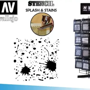 Vallejo Stencil STTX003 Splash & Stains | Tillverkarpris
