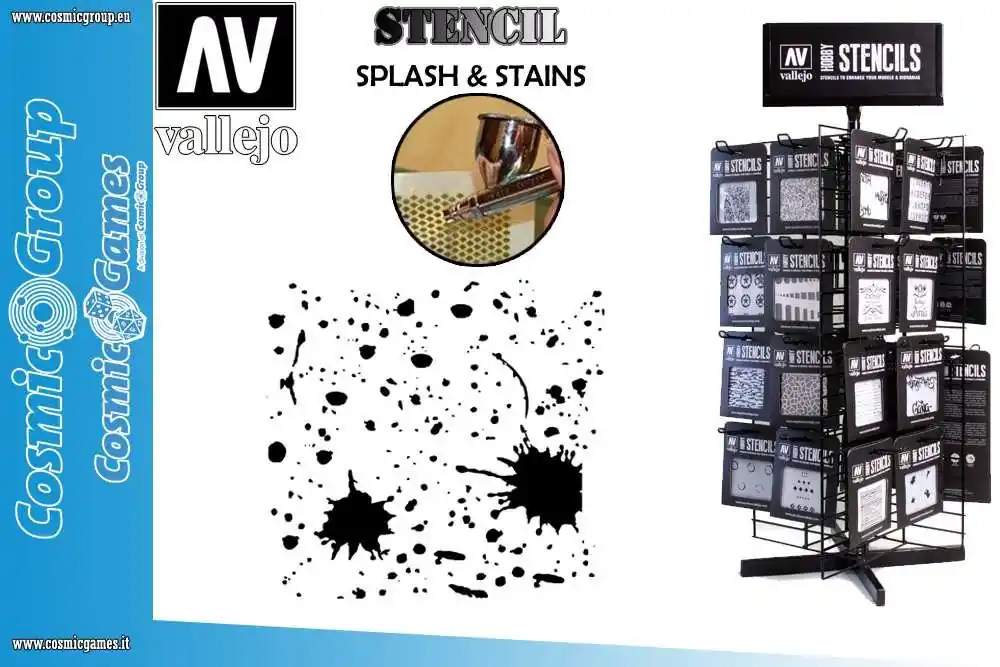 Vallejo Stencil STTX003 Splash & Stains | Tillverkarpris