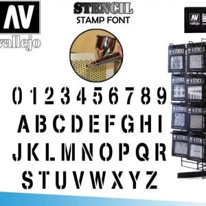 Finns i lager - Vallejo Stencil Stlet002 - Stamp Font