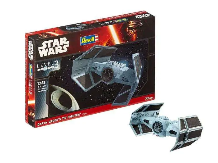 Sista chansen - Star Wars Darth Vader Tie Fighter Mk plastmodell för lim och målning, byggsats för åldrarna 10 och uppåt