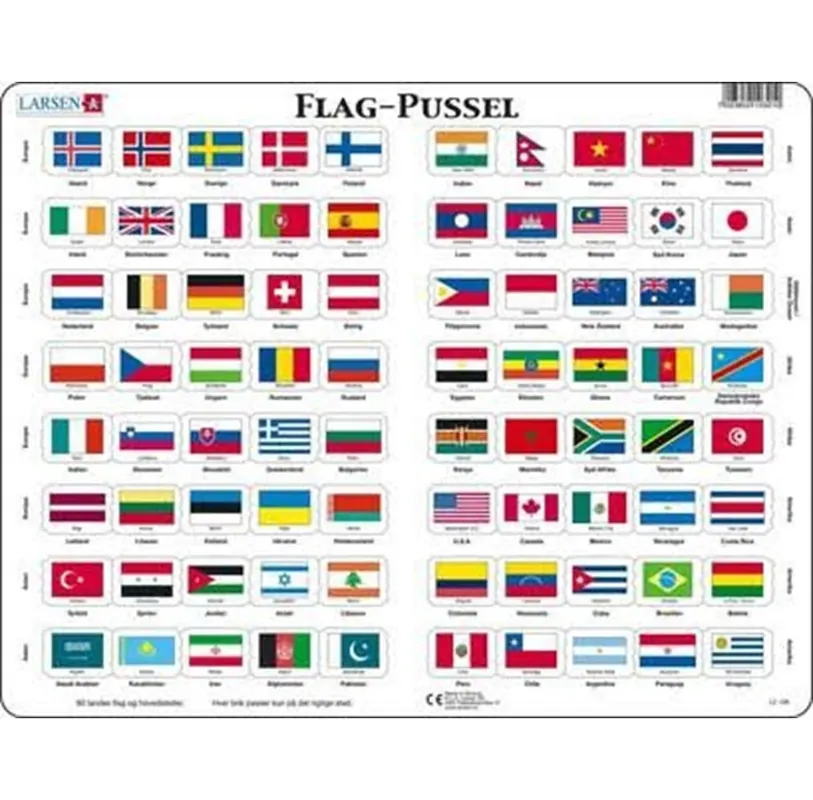 Larsen Puzzles Flaggpussel – 80 Bitar Maxi (36,5 × 28,5 cm) 2D Pussel | Klar att skickas