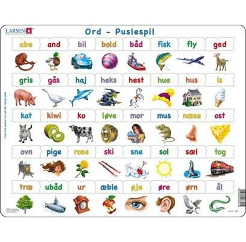 Larsen Puzzles Puzzle Learn to Read - 40 pieces Maxi (36.5x28.5 cm) 2D Pussel - Direkt från tillverkaren