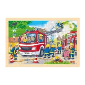 Ta chansen - Goki Wooden Jigsaw Puzzle Fire Brigade 24 pcs. 2D Pussel