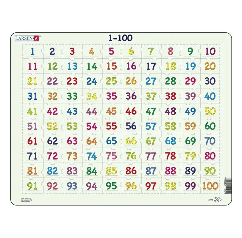 Rea - Larsen Puzzles Learning to Count Numbers 1-100 100 pcs. 2D Pussel