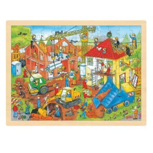 Goki Wooden Jigsaw Puzzle - Construction Site 96p Trä | Erbjudandet går snart ut
