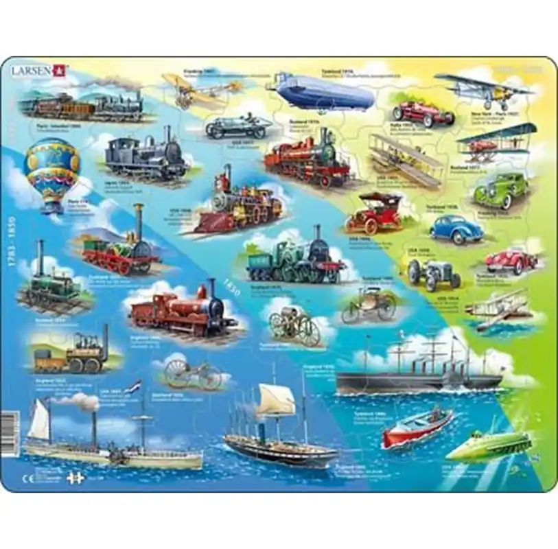 Gratis retur | Larsen Puzzles Puzzle Historical Vehicles 1783-1939 - 54 pieces Maxi (36.5x28.5 cm) 2D Pussel
