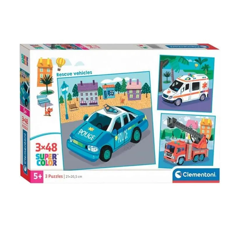 Favorit hos kunderna - Clementoni Jigsaw Puzzle Super Color Square Emergency Services 3x48pcs. 2D Pussel