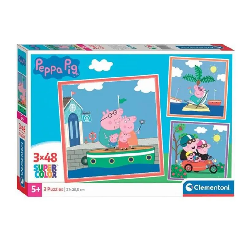 Clementoni Jigsaw Puzzle Super Color Square Peppa Pig 3x48pcs. 2D Pussel - Bara idag