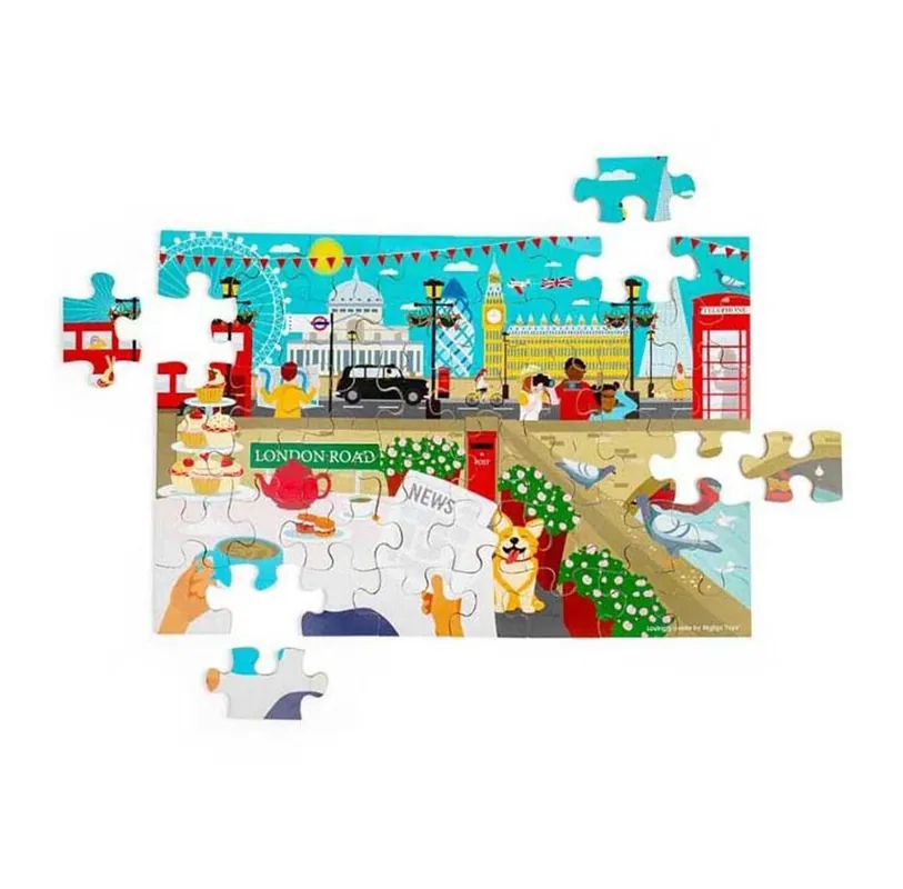 Bigjigs Wooden London City Floor Puzzle 48pcs. 2D Pussel - Expressfrakt