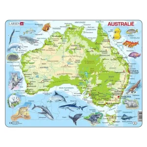 Bra pris just nu | Selecta Play Larsen Jigsaw Puzzle Map Australia Geographic with Animals 65pcs. 2D Pussel