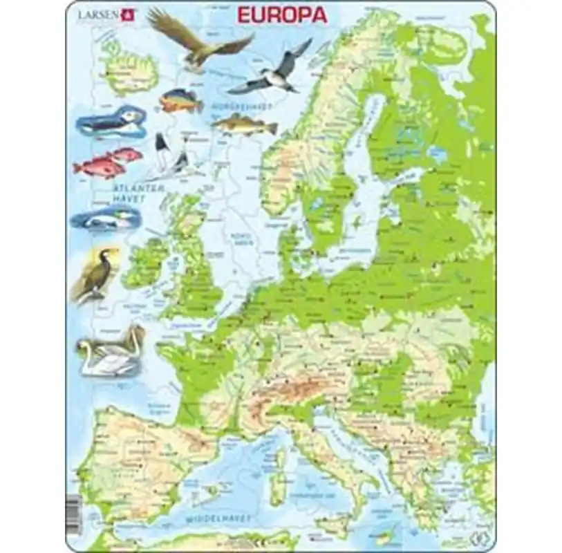 Larsen Puzzles Puzzle Europe Physical Standing - 87 pieces Maxi (36.5x28.5 cm) 2D Pussel - Kanonerbjudande