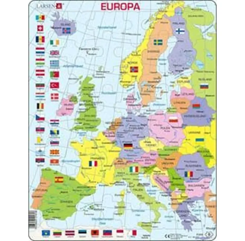 Enkel retur - Larsen Puzzles Puzzle Europe (tall format) - 48 pieces Maxi (36.5x28.5 cm) 2D Pussel