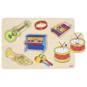 Goki Peg Puzzle – Musical Instruments with Sound 5 Pieces Trä | Kundfavorit